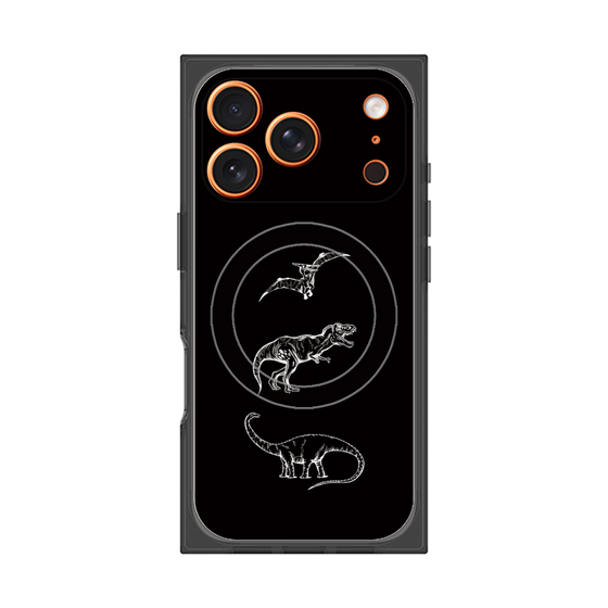 プレミアムスクエアケース with MagSafe［ Dinosaurs No.1 - Black ］