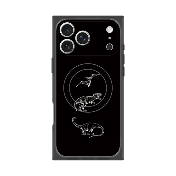 プレミアムスクエアケース with MagSafe［ Dinosaurs No.1 - Black ］