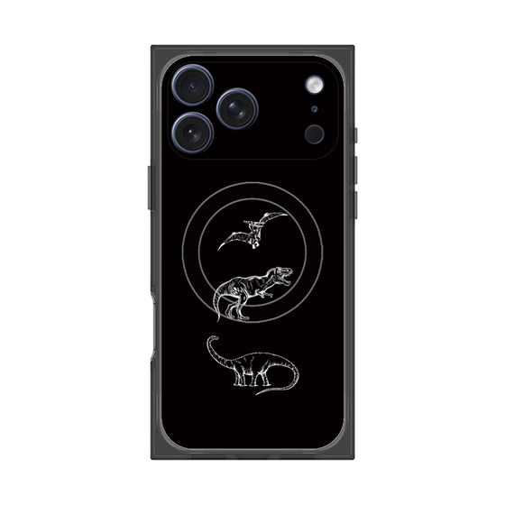 プレミアムスクエアケース with MagSafe［ Dinosaurs No.1 - Black ］