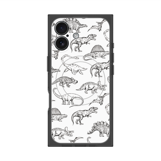 プレミアムスクエアケース with MagSafe［ Dinosaurs No.2 - White ］