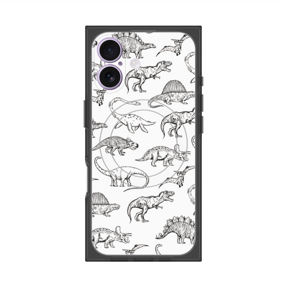 プレミアムスクエアケース with MagSafe［ Dinosaurs No.2 - White ］