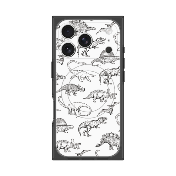 プレミアムスクエアケース with MagSafe［ Dinosaurs No.2 - White ］