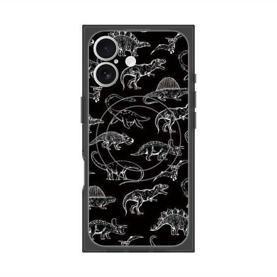 プレミアムスクエアケース with MagSafe［ Dinosaurs No.2 - Black ］