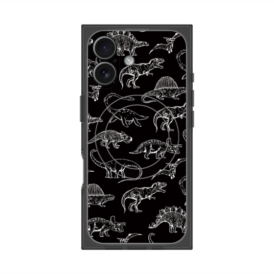 プレミアムスクエアケース with MagSafe［ Dinosaurs No.2 - Black ］