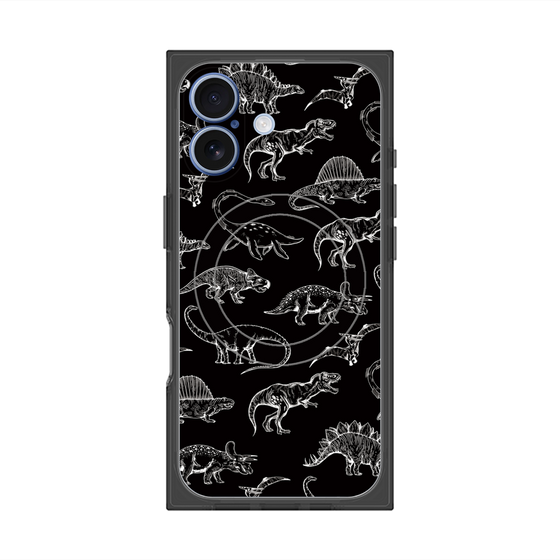 プレミアムスクエアケース with MagSafe［ Dinosaurs No.2 - Black ］