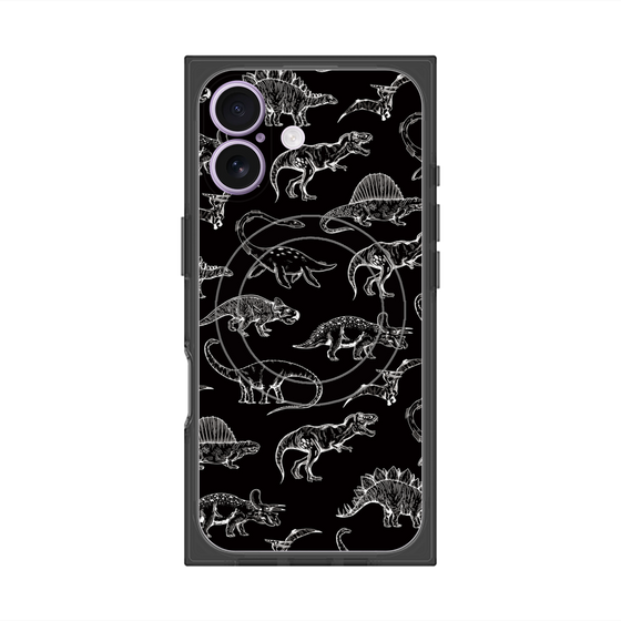 プレミアムスクエアケース with MagSafe［ Dinosaurs No.2 - Black ］