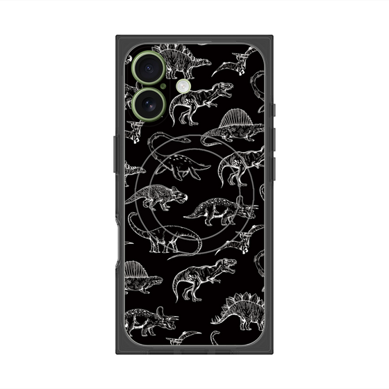 プレミアムスクエアケース with MagSafe［ Dinosaurs No.2 - Black ］