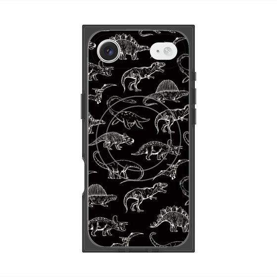 プレミアムスクエアケース with MagSafe［ Dinosaurs No.2 - Black ］