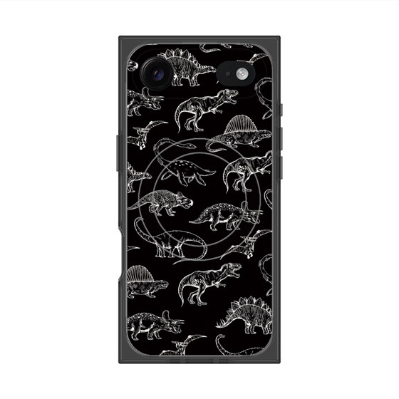 プレミアムスクエアケース with MagSafe［ Dinosaurs No.2 - Black ］