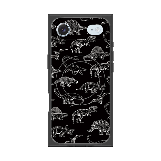 プレミアムスクエアケース with MagSafe［ Dinosaurs No.2 - Black ］