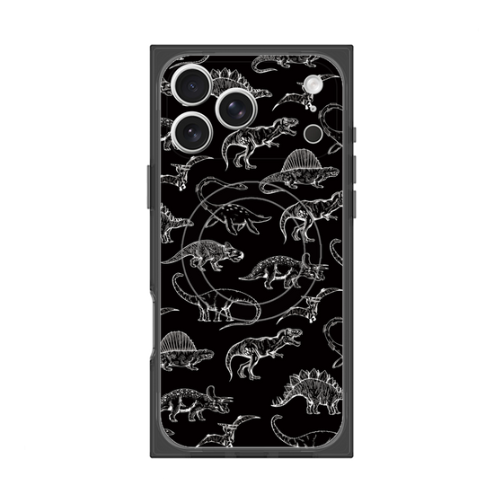 プレミアムスクエアケース with MagSafe［ Dinosaurs No.2 - Black ］