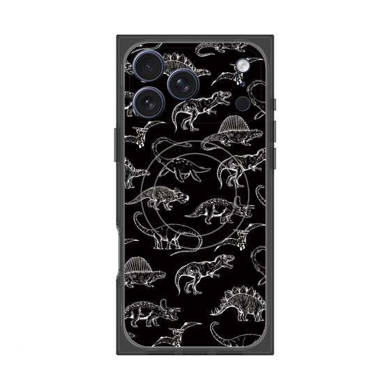 プレミアムスクエアケース with MagSafe［ Dinosaurs No.2 - Black ］