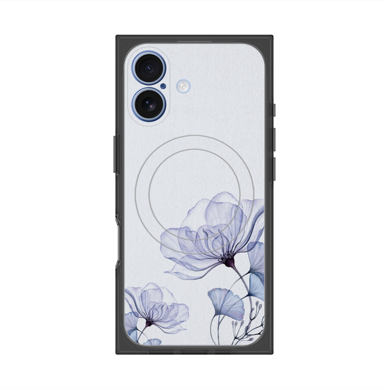 プレミアムスクエアケース with MagSafe［ Natural Flower - blue ］