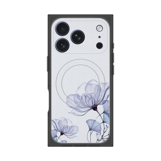 プレミアムスクエアケース with MagSafe［ Natural Flower - blue ］