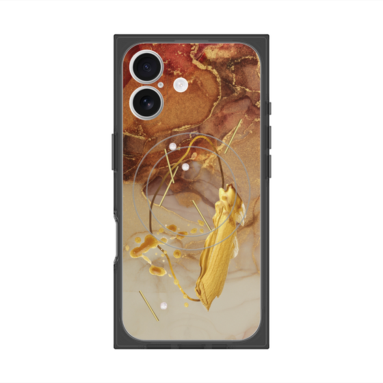 プレミアムスクエアケース with MagSafe［ Marble Nuance Painting Brown ］