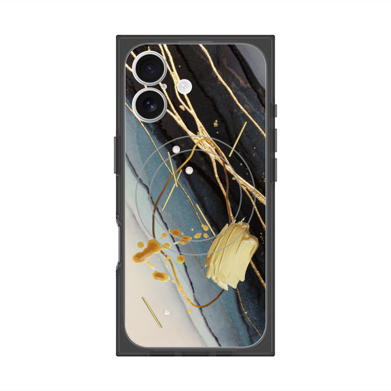 プレミアムスクエアケース with MagSafe［ Marble Nuance Painting Black ］