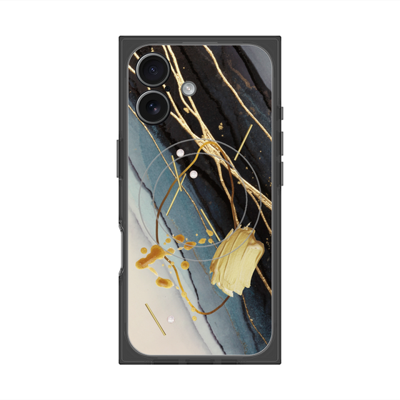 プレミアムスクエアケース with MagSafe［ Marble Nuance Painting Black ］
