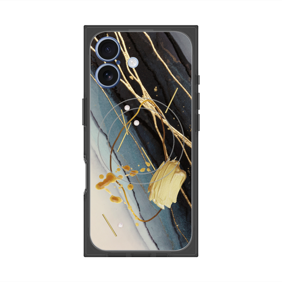 プレミアムスクエアケース with MagSafe［ Marble Nuance Painting Black ］