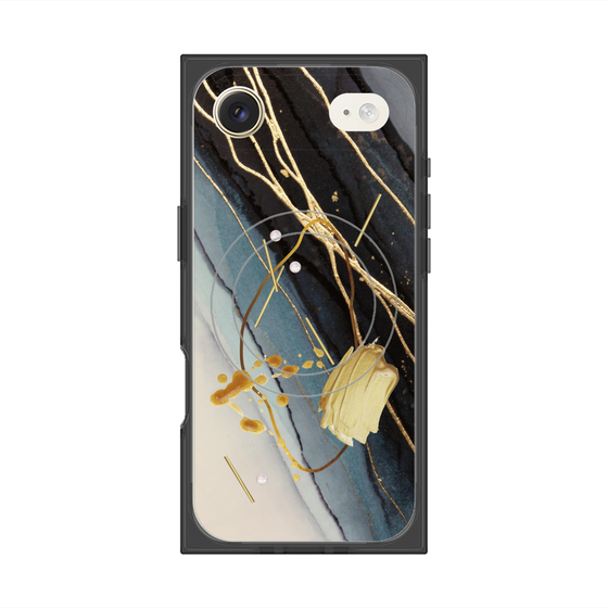 プレミアムスクエアケース with MagSafe［ Marble Nuance Painting Black ］