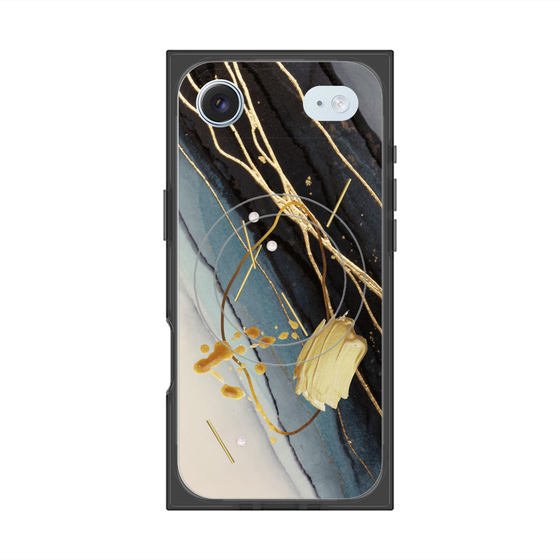プレミアムスクエアケース with MagSafe［ Marble Nuance Painting Black ］