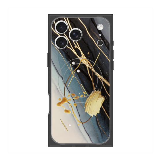 プレミアムスクエアケース with MagSafe［ Marble Nuance Painting Black ］