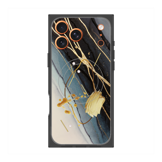 プレミアムスクエアケース with MagSafe［ Marble Nuance Painting Black ］
