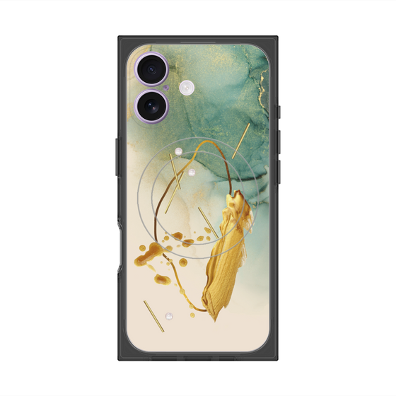 プレミアムスクエアケース with MagSafe［ Marble Nuance Painting Green ］
