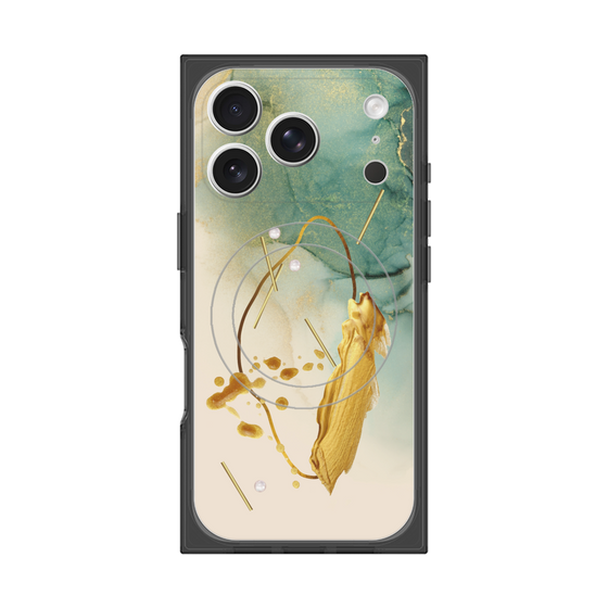 プレミアムスクエアケース with MagSafe［ Marble Nuance Painting Green ］