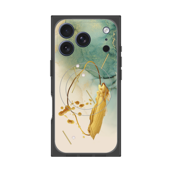 プレミアムスクエアケース with MagSafe［ Marble Nuance Painting Green ］