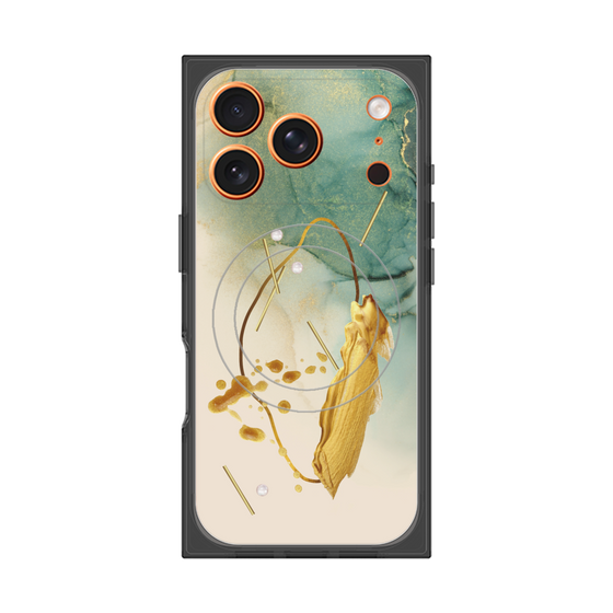 プレミアムスクエアケース with MagSafe［ Marble Nuance Painting Green ］