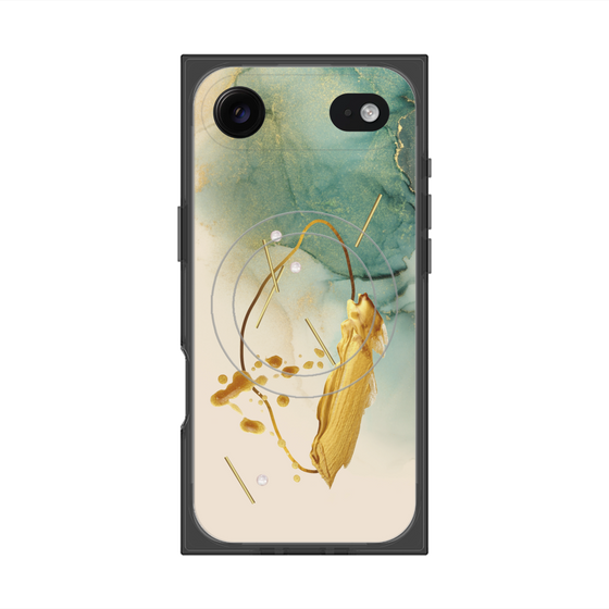 プレミアムスクエアケース with MagSafe［ Marble Nuance Painting Green ］