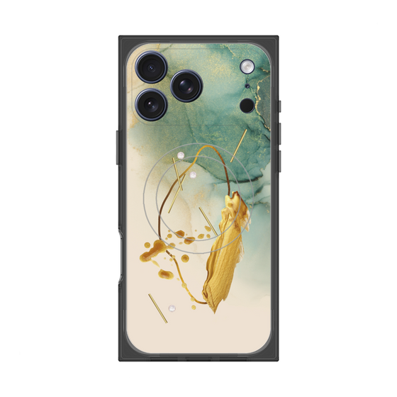 プレミアムスクエアケース with MagSafe［ Marble Nuance Painting Green ］