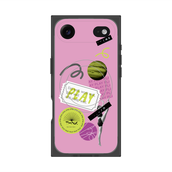 プレミアムスクエアケース with MagSafe［ Playful sticker - Dusty Pink ］