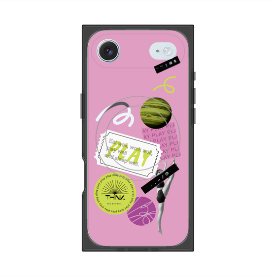 プレミアムスクエアケース with MagSafe［ Playful sticker - Dusty Pink ］
