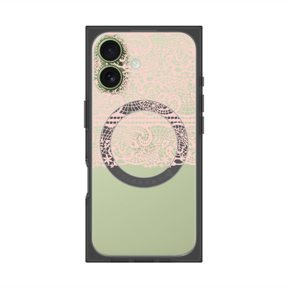 プレミアムスクエアケース with MagSafe［ LANVIN en Bleu - Lace - Pink ］