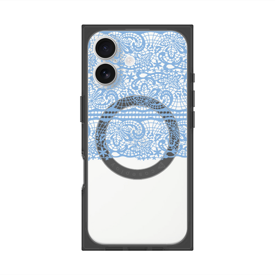 プレミアムスクエアケース with MagSafe［ LANVIN en Bleu - Lace - Blue ］