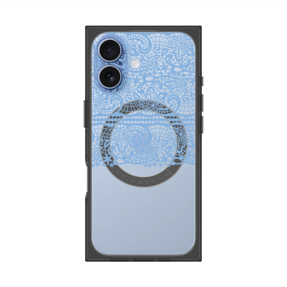 プレミアムスクエアケース with MagSafe［ LANVIN en Bleu - Lace - Blue ］