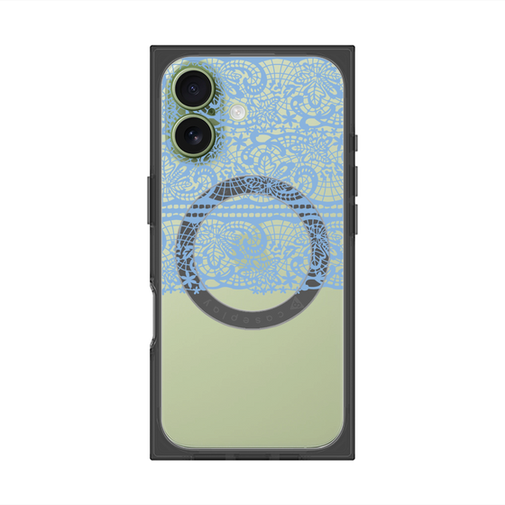 プレミアムスクエアケース with MagSafe［ LANVIN en Bleu - Lace - Blue ］