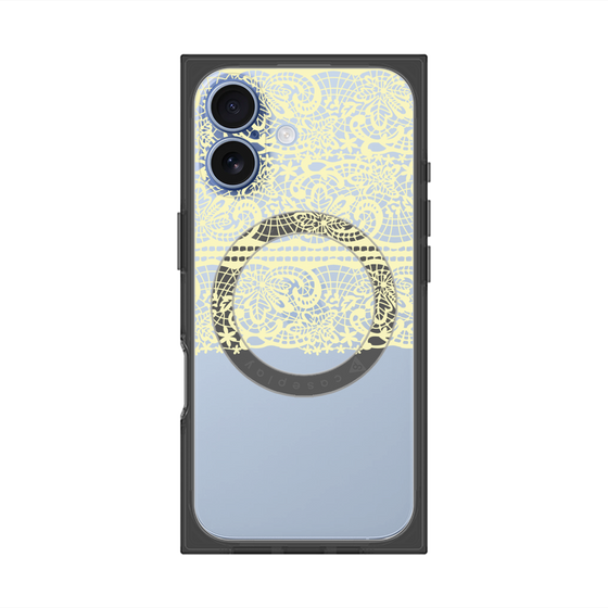 プレミアムスクエアケース with MagSafe［ LANVIN en Bleu - Lace - Yellow ］