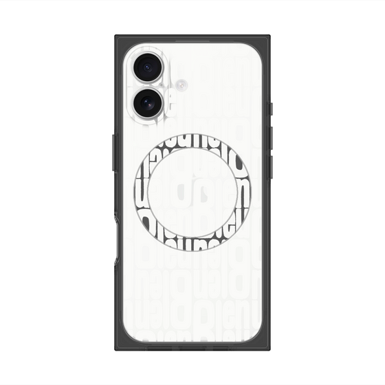 プレミアムスクエアケース with MagSafe［ LANVIN en Bleu - Logo Pattern - White ］