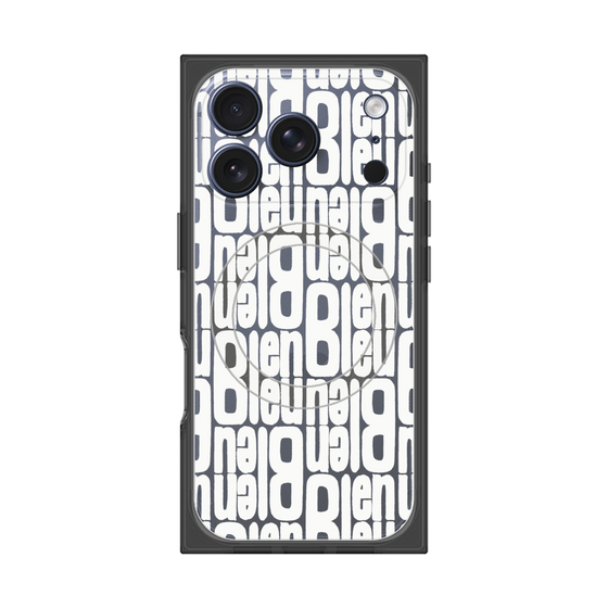プレミアムスクエアケース with MagSafe［ LANVIN en Bleu - Logo Pattern - White ］