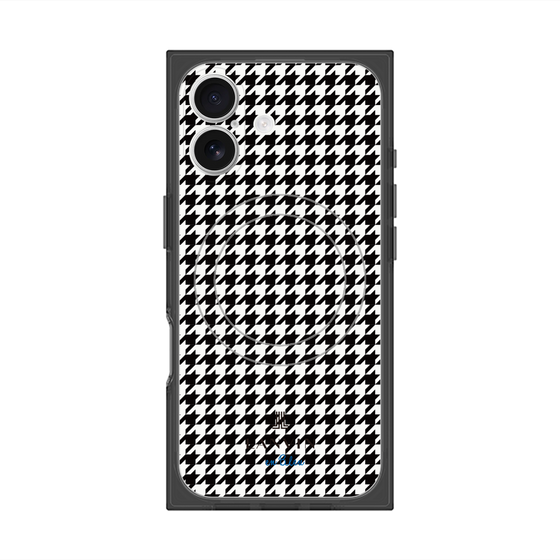 プレミアムスクエアケース with MagSafe［ Houndstooth Pattern Black with LANVIN en Bleu logo- ランバン 千鳥格子柄 ブラック ］