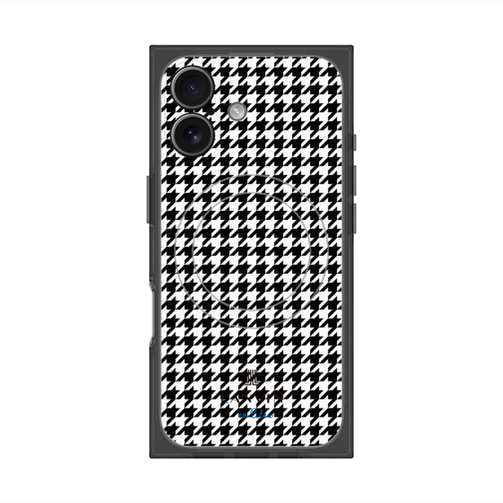 プレミアムスクエアケース with MagSafe［ Houndstooth Pattern Black with LANVIN en Bleu logo- ランバン 千鳥格子柄 ブラック ］