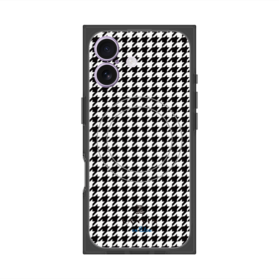 プレミアムスクエアケース with MagSafe［ Houndstooth Pattern Black with LANVIN en Bleu logo- ランバン 千鳥格子柄 ブラック ］