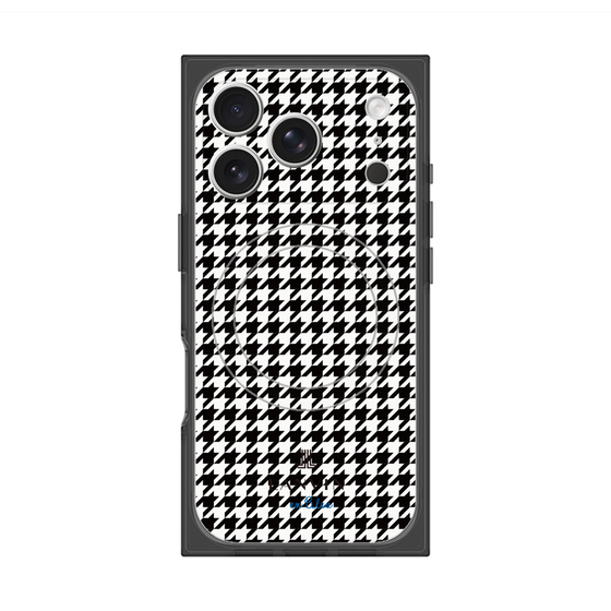 プレミアムスクエアケース with MagSafe［ Houndstooth Pattern Black with LANVIN en Bleu logo- ランバン 千鳥格子柄 ブラック ］