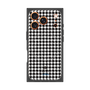 プレミアムスクエアケース with MagSafe［ Houndstooth Pattern Black with LANVIN en Bleu logo- ランバン 千鳥格子柄 ブラック ］
