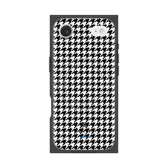 プレミアムスクエアケース with MagSafe［ Houndstooth Pattern Black with LANVIN en Bleu logo- ランバン 千鳥格子柄 ブラック ］