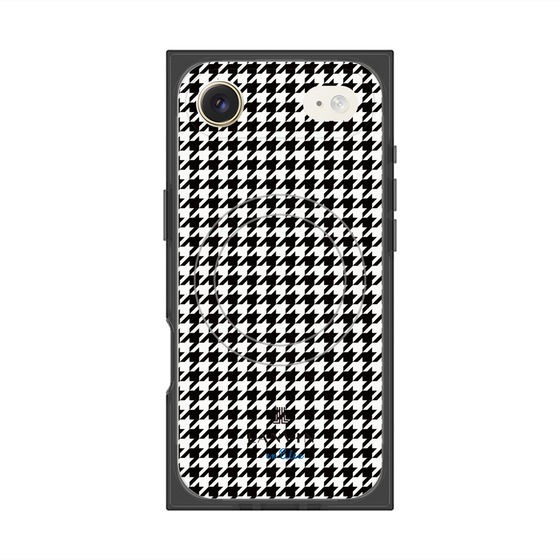 プレミアムスクエアケース with MagSafe［ Houndstooth Pattern Black with LANVIN en Bleu logo- ランバン 千鳥格子柄 ブラック ］