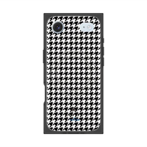 プレミアムスクエアケース with MagSafe［ Houndstooth Pattern Black with LANVIN en Bleu logo- ランバン 千鳥格子柄 ブラック ］