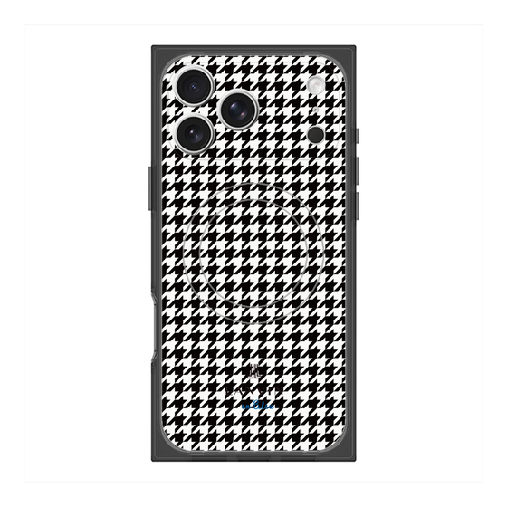 プレミアムスクエアケース with MagSafe［ Houndstooth Pattern Black with LANVIN en Bleu logo- ランバン 千鳥格子柄 ブラック ］